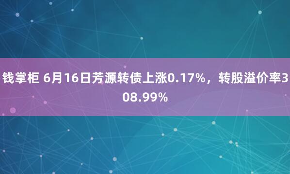 钱掌柜 6月16日芳源转债上涨0.17%，转股溢价率308.99%